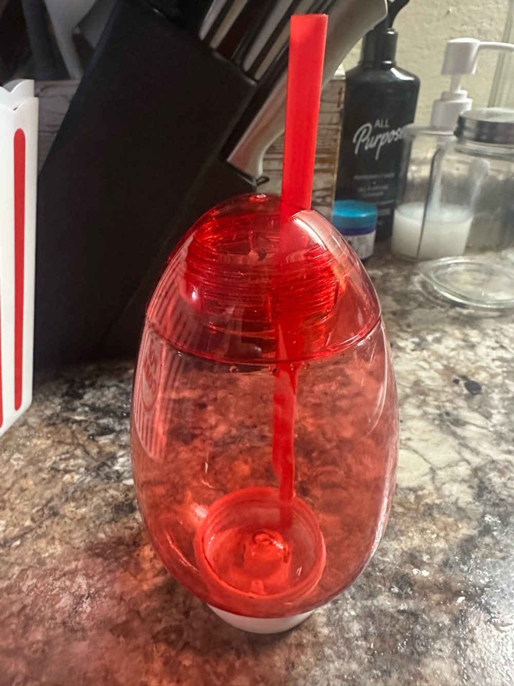 Red Plastic Drink Tumbler with Straw - Home Dining.